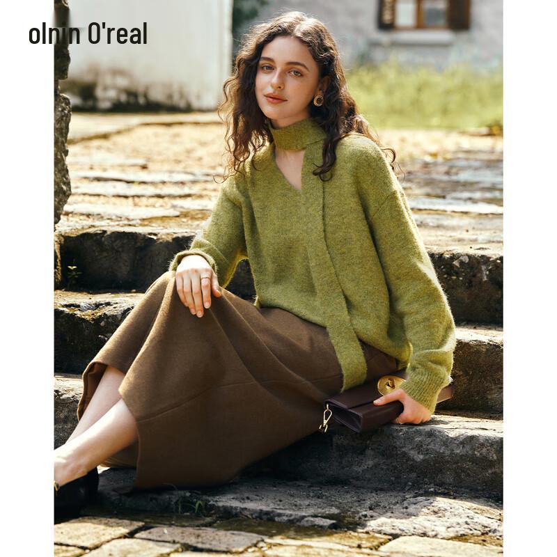 

Olrain French Lazy V-Neck Ribbon Sweater M