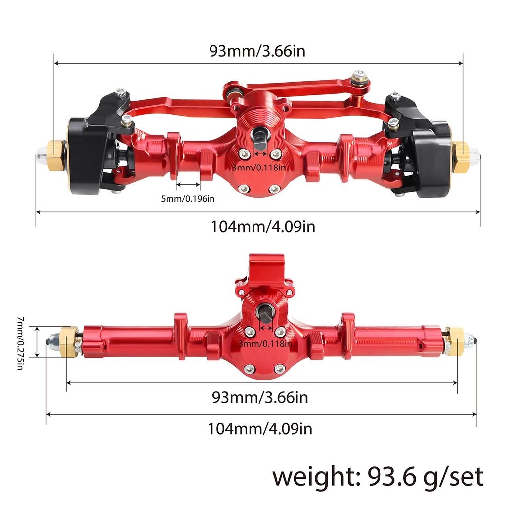 Metal Front and Rear Axle Assembly Chassis Upgrade and Reinforcement Increased Weight for 1/24 Axial SCX24 RC Car Toy Parts
