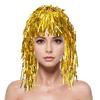 Foil Tinsel Wigs for Adults Fancy Dress Party Shiny Tinsel Wig Metallic Masquerade Disco Hat for Photo Booth Prop Cosplay Supplies