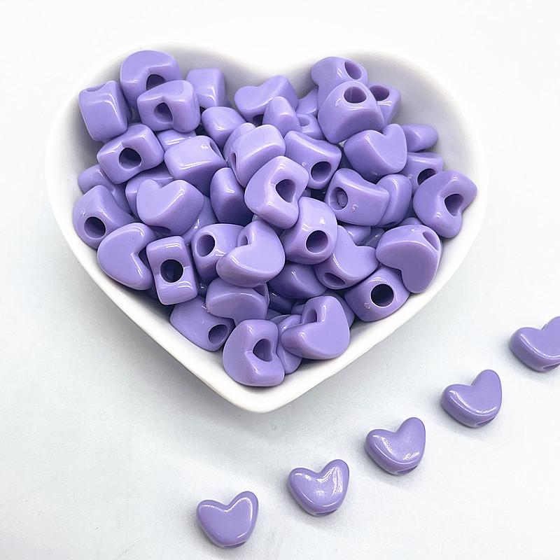 30pcs 11mm Candies Colour Big Hole Heart-shaped Acrylic Loose Spacer Beads for Jewelry Making DIY Accessories
