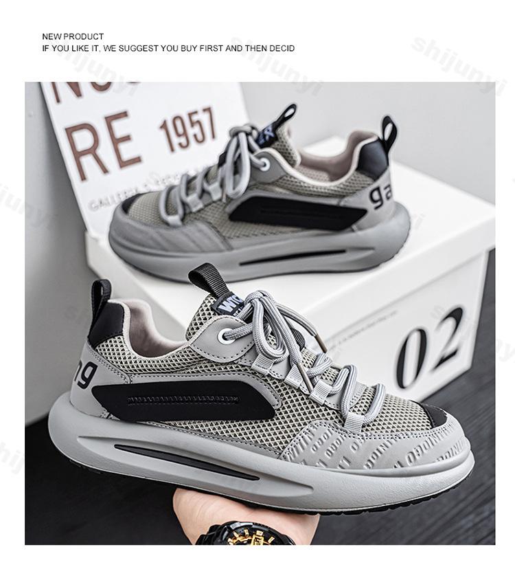 Fashion Men's Fashion Trend Casual Shoes 2025 Summer New Mesh Breathable Comfortable Thick Soled Shoes Versatile Low Top Chunky sneakers