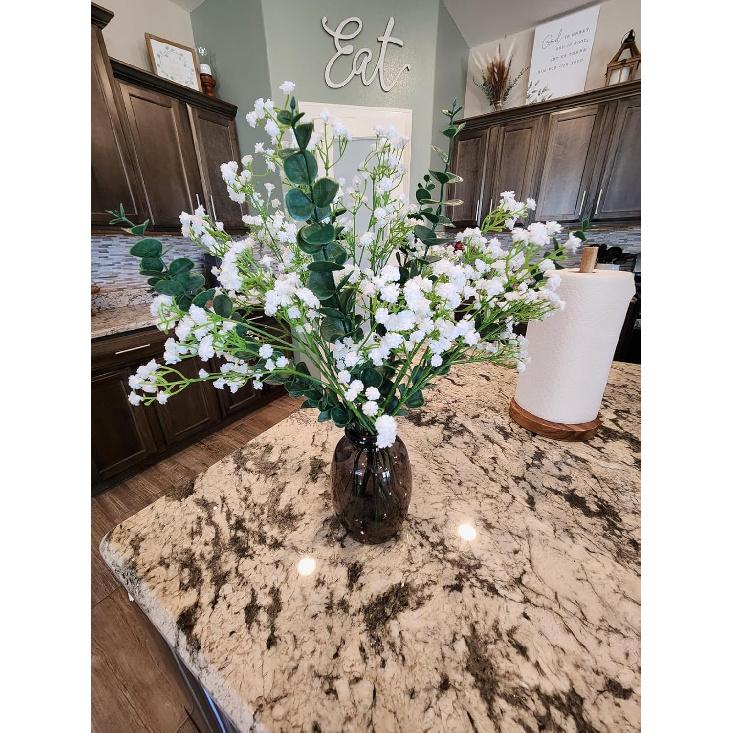 DEEMEI 18pcs Babys Breath Artificial Flowers Fake Eucalyptus Leaves Flowers Bouquet Artificial White Gypsophila Bouquets Real Touch Faux Flowers for