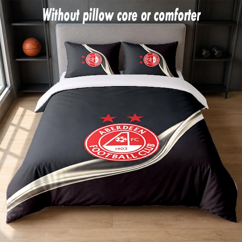 Aberdeen FC Design Bed Bedding Set 1 Duvet Cover + 2 Pillowcases Soft Breathable Household Bed Linens