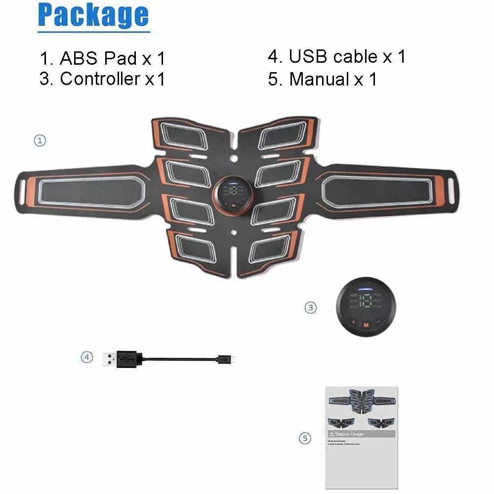 EMS Abdominal Muscle Stimulator Trainer USB Connect Abs Fitness Equipment Training Gear Muscles Electrostimulator Toner Massage