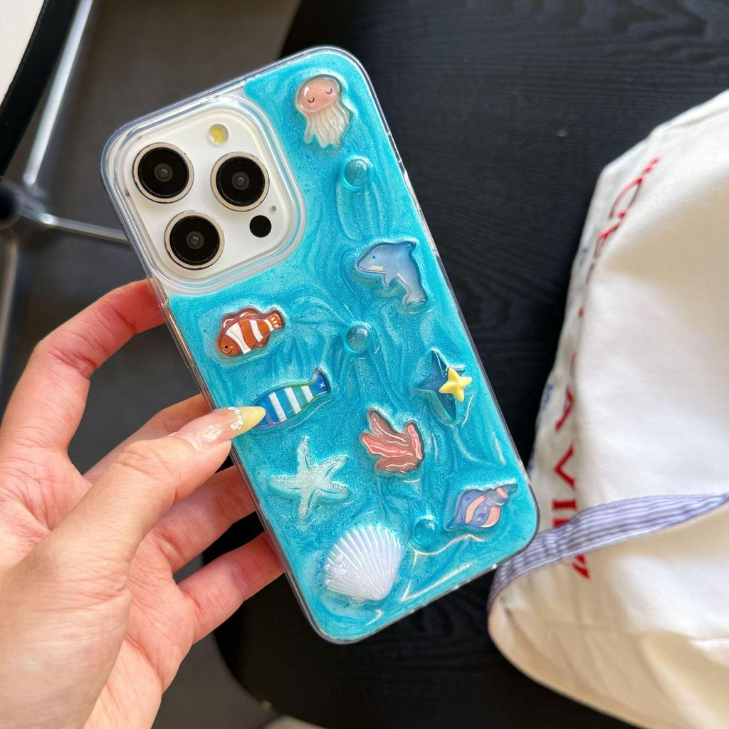 Blue Ocean 3D Epoxy Phone Case for iPhone 12-17 Pro Max