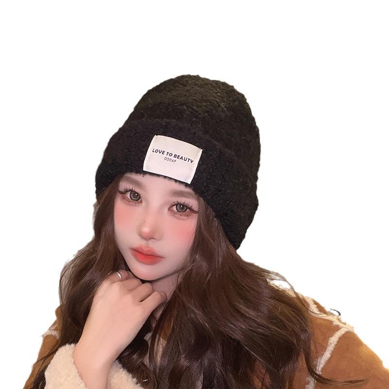 New Warm Hat for Women In Autumn and Winter Thick Knitted Wool Hat for Women Versatile Big Head Circumference Ins Trendy Face Small Knitted Hat