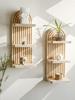 1Pc Boho 3-tier Wooden Wall Mounted Shelves - Arch Shelf Storage Organizer Display ,Natural Wood Floating Shelves for Home Decor