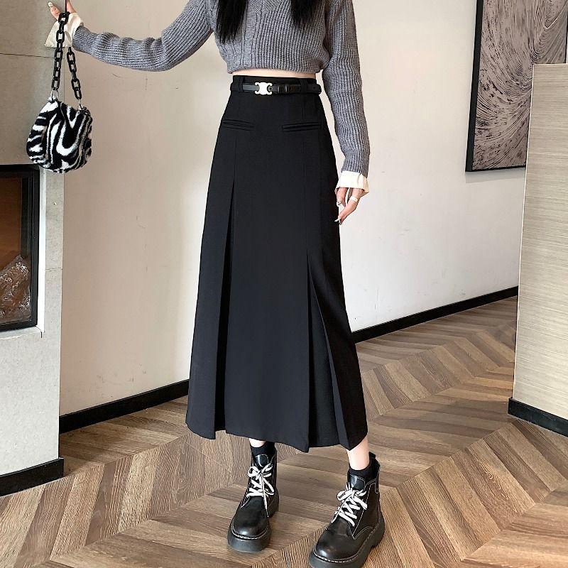 

Women s Gray High-Waisted A-Line Pleated Midi Skirt - Perfect for Spring and Summer Extra Large чёрный