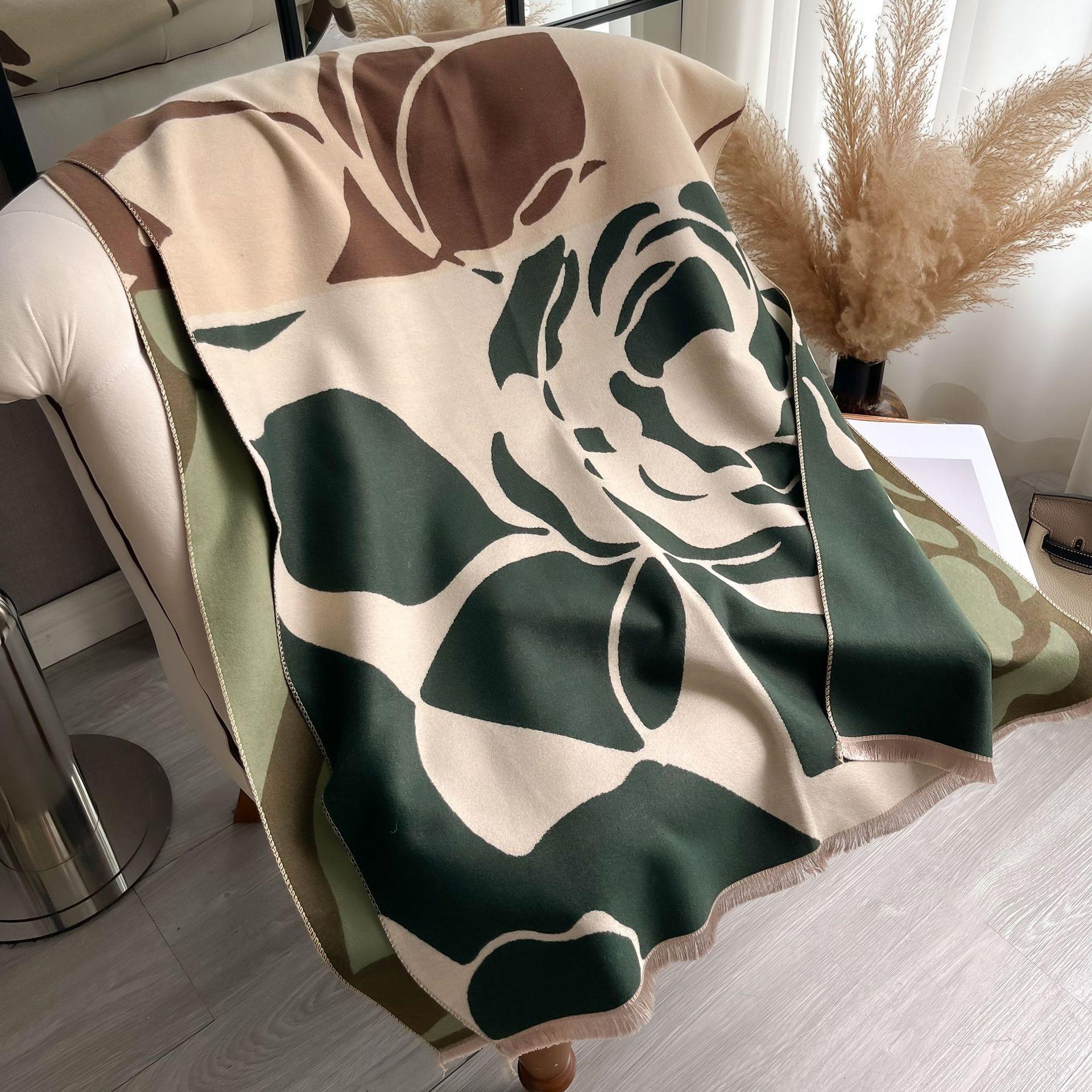 

Warm Winter Scarf for Women Luxury Floral Pashmina Shawls Thick Cashmere Blanket Chunky Stoles Lady Elegant Poncho Bufanda 65X185cm