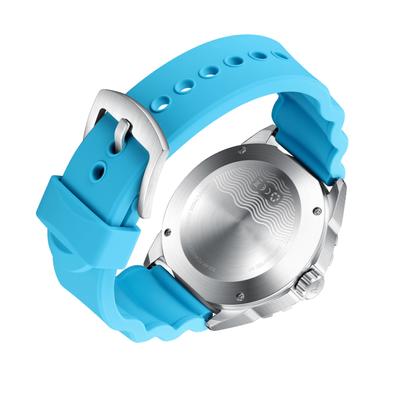 Orologio Subacqueo al Quarzo Solare Luminescente di Notte 300M Impermeabile Cinturino in Silicone per Uomo Donna Blu
