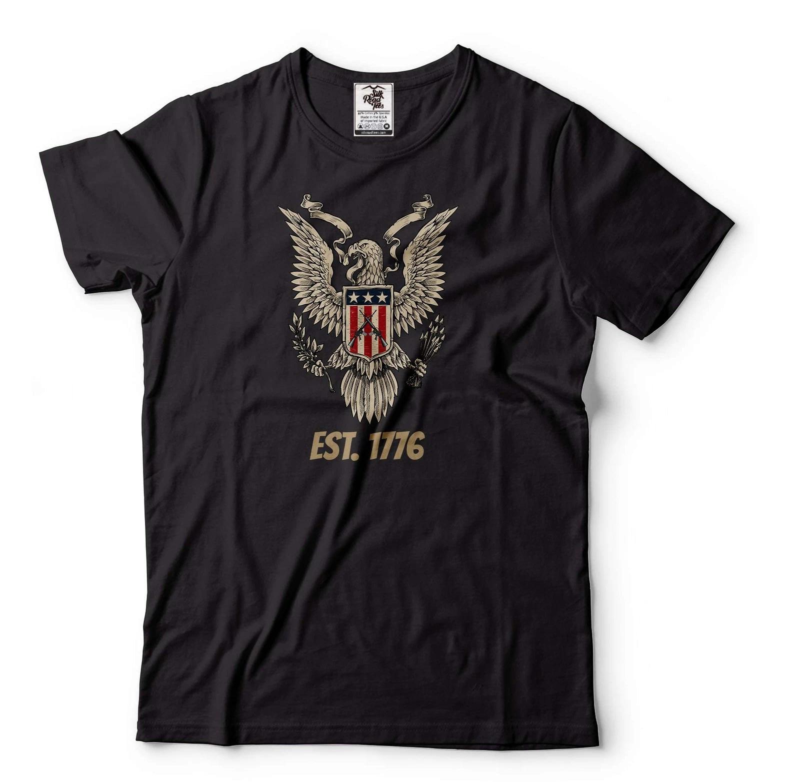 Mens Eagle Est 1776 Shirt American Eagle Tee USA Patriotic Tee US Freedom Shirt 2XL