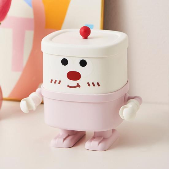 Cartoon Pen Holder Multifunctional Makeup Brush Holder Kitchen Storage Cup Cute Desk Organizer with Lid for Office Home