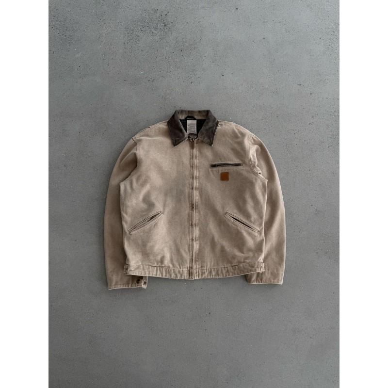Mens Premium Washed Detroit Workwear Jacket - 9 Vintage Colors Relaxed Fit Cotton Blend Streetwear Style