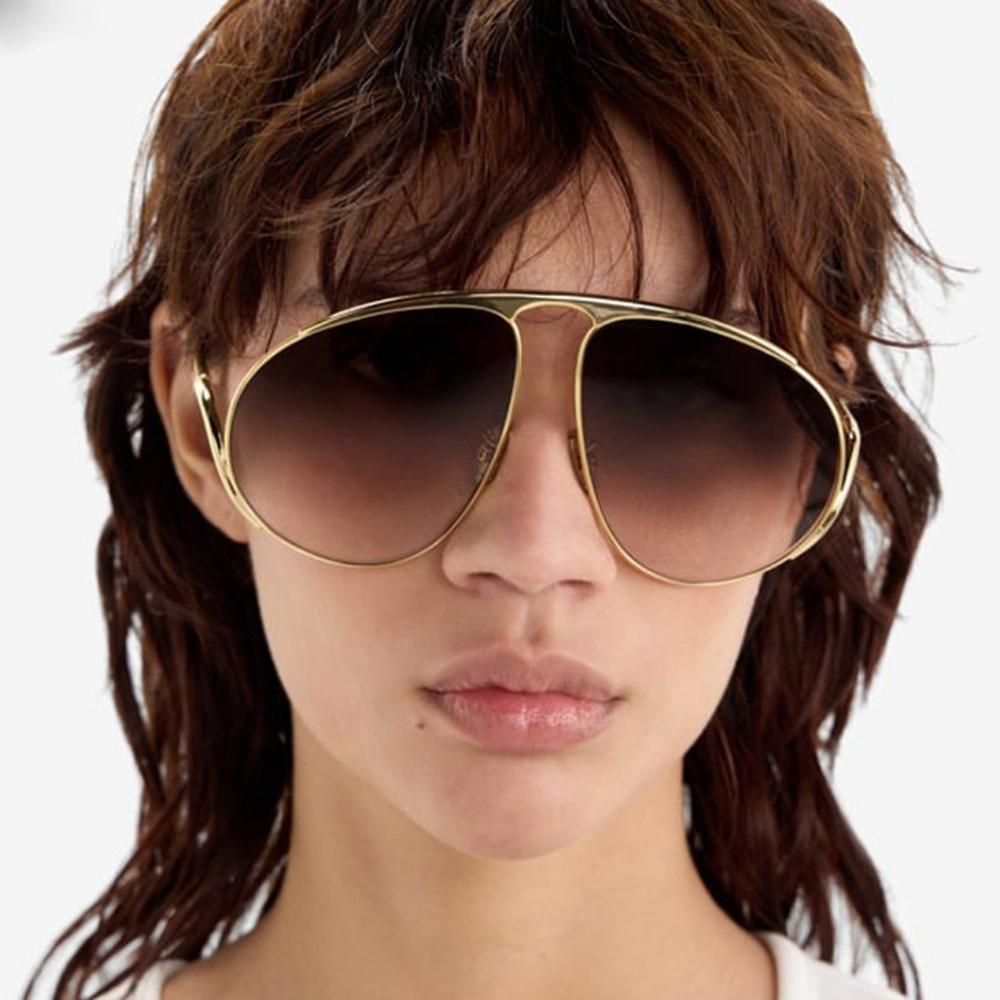 Fashion Oversized Pilot Sunglasses Goggle Women Men Vintage Punk Metal Frame Sunshade Glasses Luxury Trendy Chic Eyewear UV400