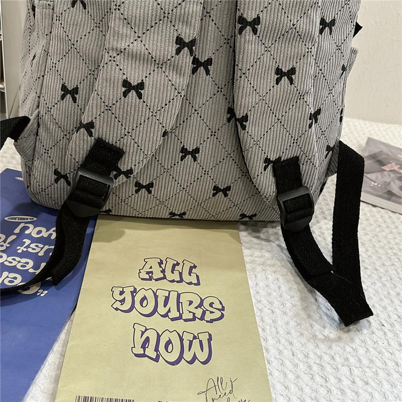 Dreiteiliger Schleifen-Rucksack Cord-Rucksack Schülerschultasche