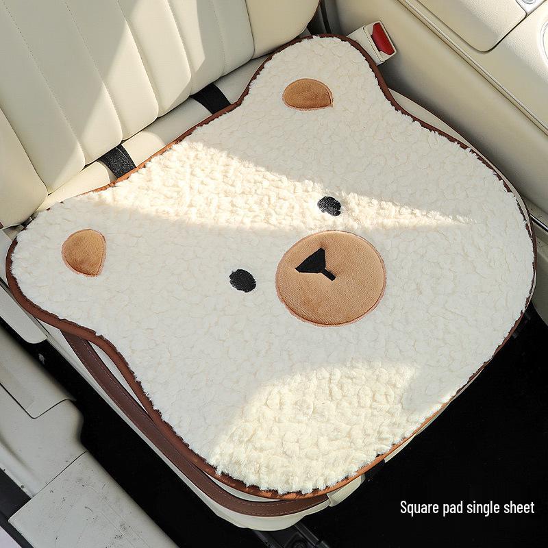 2025 Winter Goddess Style Plush Car Seat Cushion - Thick, Warm Cartoon Cover