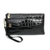 Fashionable Crocodile Pattern Wristlet Clutch Bag for Women Multi-Compartment Phone Purse with Zipper Closure and Detachable Strap