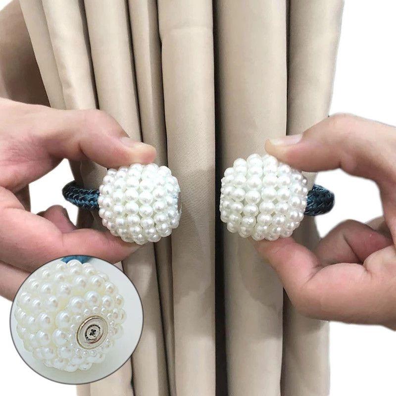 Magnetic Curtain Tiebacks Braided Ball Buckle Punch Free Drapery Clips Holdback