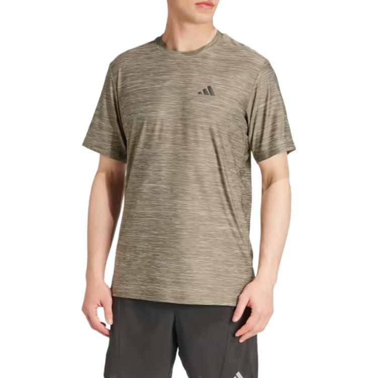 Adidas Essential Training Round Neck Pullover Breathable Sports Casual Versatile Short Sleeve T-Shirt Men Tops Brown IW3363