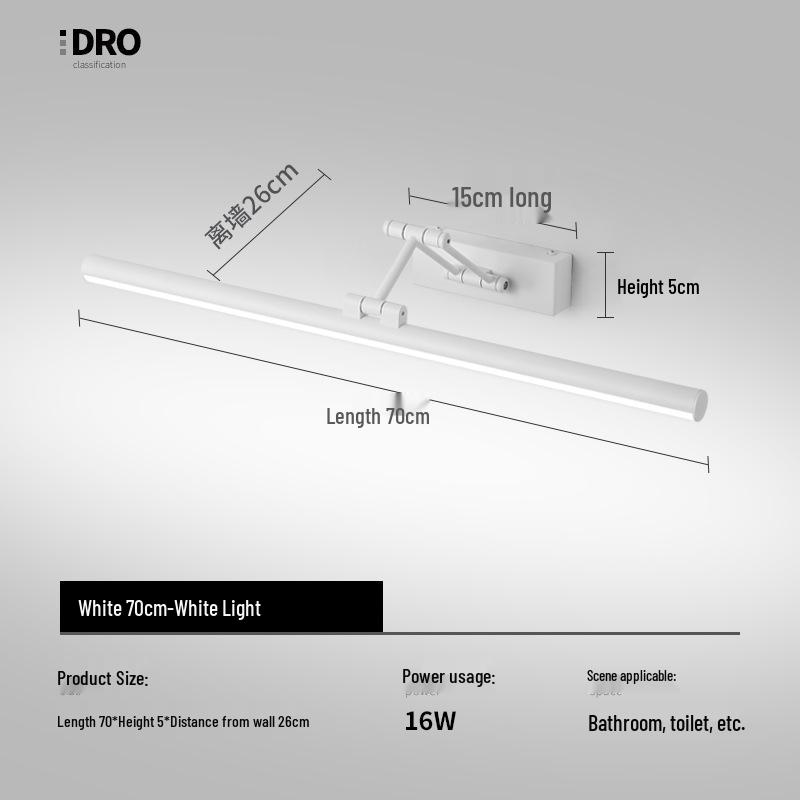 Nordic Minimalist LED Vanity Light: Punch-Free Bathroom Mirror Cabinet with Tricolor Makeup Lighting.