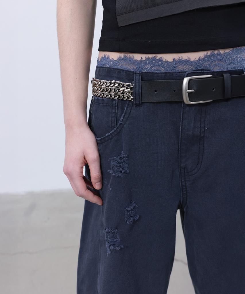 LCDC™ Distressed Curved Pants (Dark Navy)