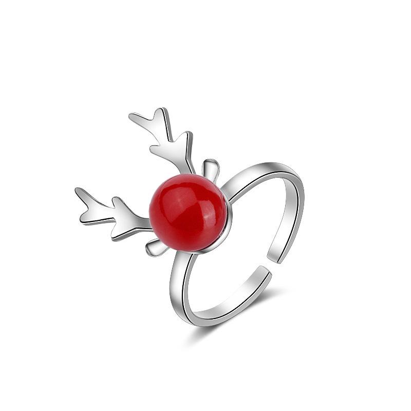 Reindeer Pearl Ring: Women's Korean Fashion Christmas Gift Index Finger Ring