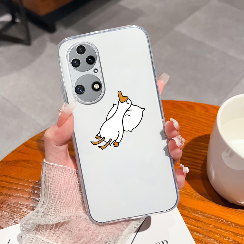 For Huawei P50 Pro P50E Phone Case Lucky Flowers Patterns Transparent Protective Funda For Huawei P 50 Soft TPU Silicone Bumper