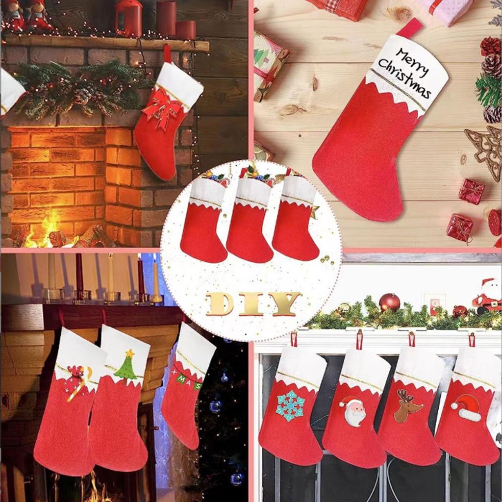 Festive Christmas Stockings Non-woven Fabric Hanging Socks Candy Gift Bag Decorations for Tree Pendant Holiday Party