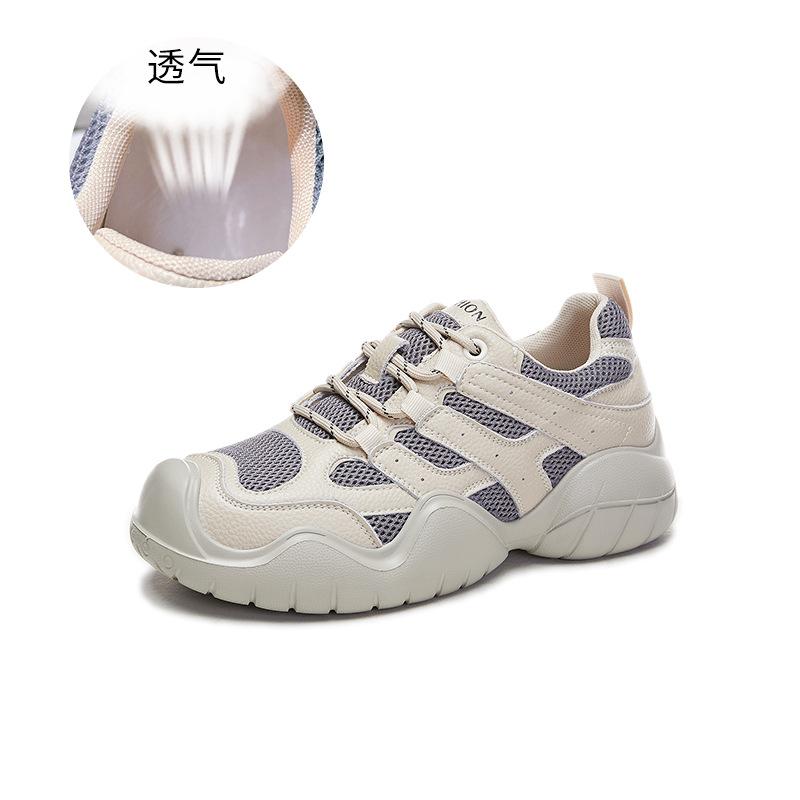 Leather dad shoes women's 2025 spring new sports shoes flat running shoes women's casual women's shoes