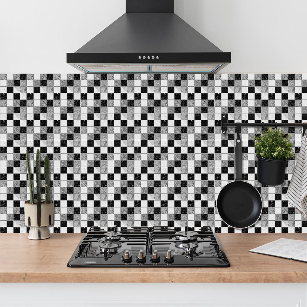 50pcs 3D Waterproof Self-Adhesive Mosaic Tile Wall Stickers, Easy to Install, Suitable for Kitchen Bathroom and Home Decoration