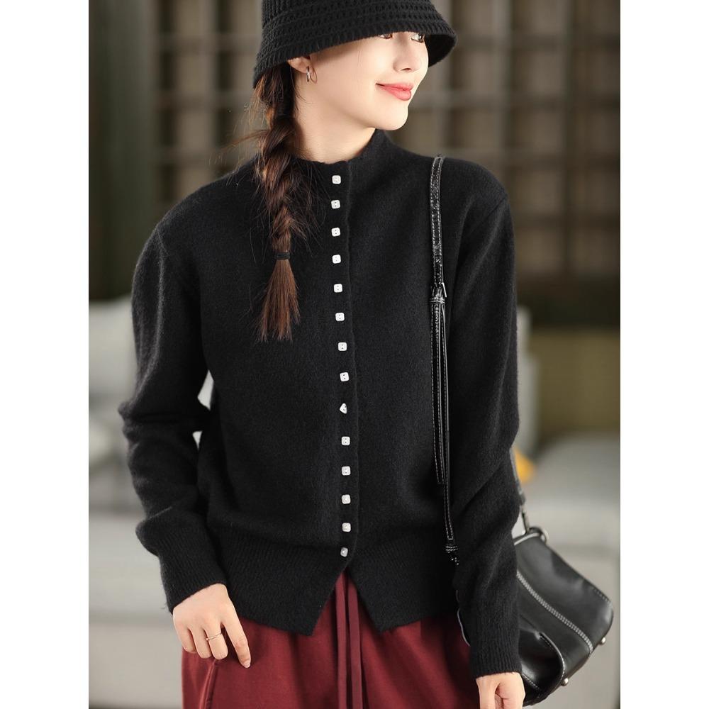 Dimanaf 2025 Women Long Sleeves Pullover Autumn Buttons Sweaters Style Solid Knitting Loose Sweater