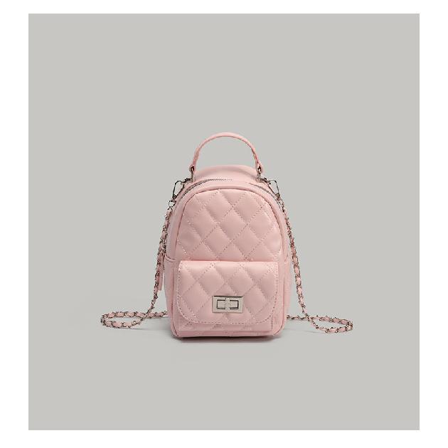Mini Niche Diamond Pattern Backpack for Women 2025 Summer New Fashion Versatile Mini Backpack розовый