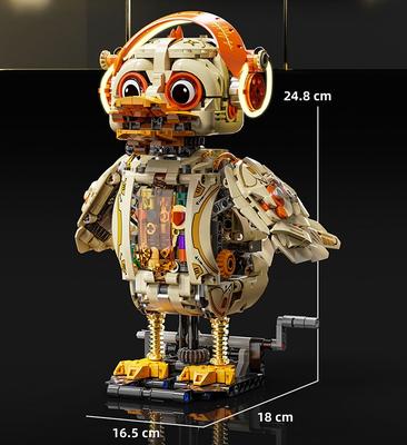 Mechanical Duck Building Blocks Toy with LED Creative Animal Robot DIY Assembly Bricks Education Toys for Kids Boy Birthday Gift