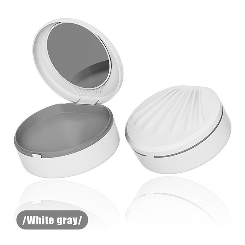 Orthodontic Retainer Double Layer Braces Storage Box Soaking Invisible Teeth Denture Cleaning Portable Belt With Mirror