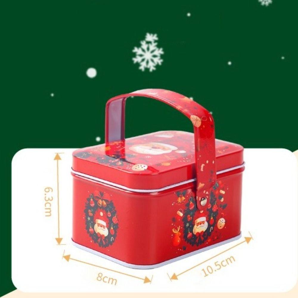 Cartoon Christmas Gift Box Tinplate Party Supplies Xmas Ornaments Portable Christmas Decoration Candy Storage Containers