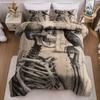 3pcs Halloween Pumpkin Monster Duvet Cover Set Without Core, Quilt Cover with 2 PillowcasesSoft and Machine Washable Skeleton