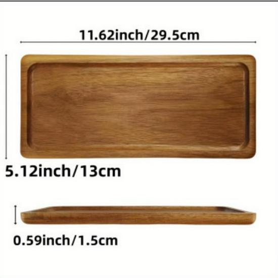 Japanese Acacia Wood Tray: Rectangular Plate, Fruit/Snack Dish, Oval Breadboard, Teacup Saucer
