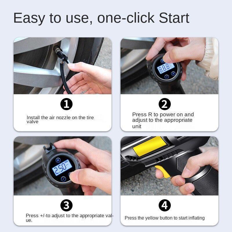 120W Car Air Pump Handheld Electric Car Tire Inflatable Pump Portable Rechargeable Air Compressor Digital Auto Tire Inflator Equipment