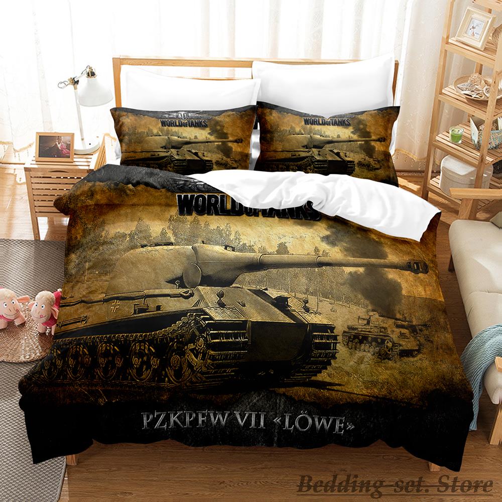 Game World Of Tanks Bedding Set Single Twin Full Queen King Size Bed Set Adult Kid Bedroom Duvetcover Sets Anime Bed