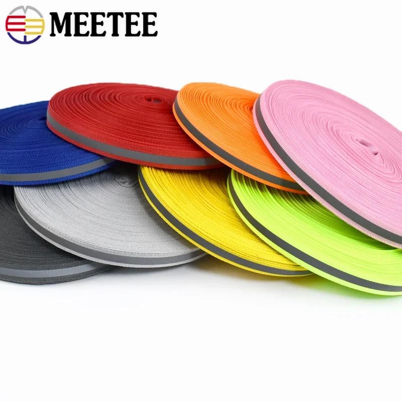 10Yards Meetee 10mm Reflective Nylon Webbing Fluorescent Silver Ribbon Safety Warning Band Uniform Decor Straps DIY Accessories