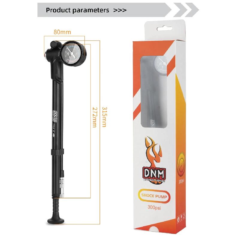 DNM Bicycle Portable Air Pump 300PSI For Air Shock Absorber Bike Air Front Fork Bicycle Tire Mini Pump