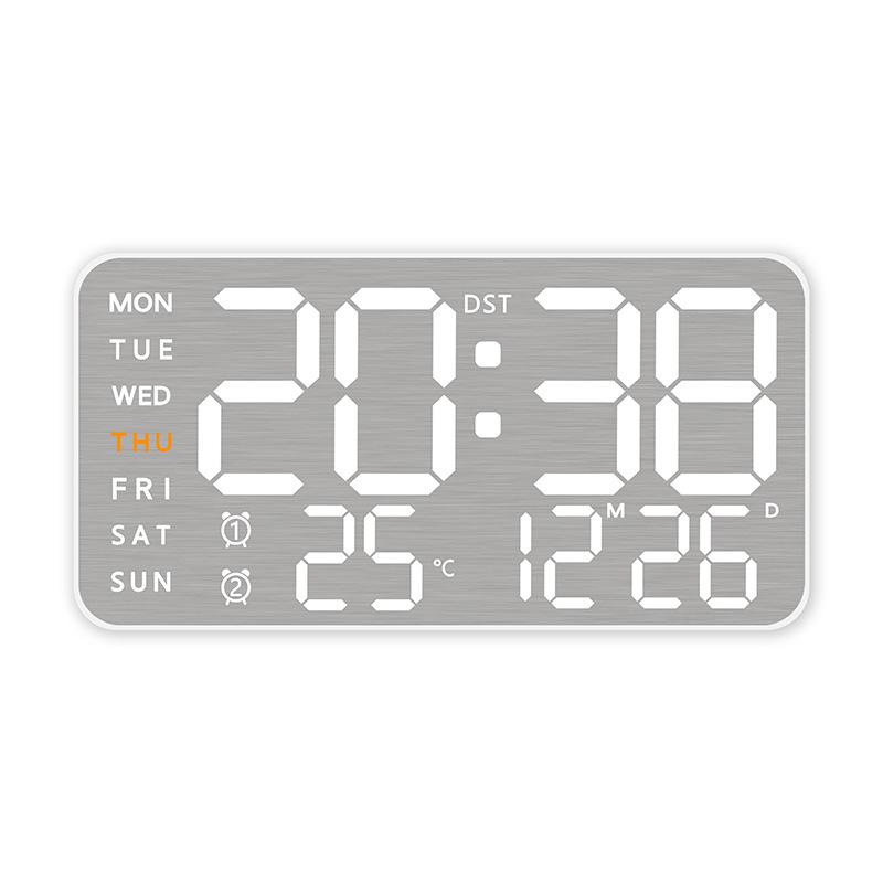 Brushed Metal Wall Clock: Multi-functional LED Alarm with Electronic Display, Cross-border Bestseller