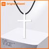 Vnox Minimalist Stainless Steel Cross Necklaces,Simple Thick Metal Pendant with Adjustable Black Rope Chain,Mens Religon Jewelry