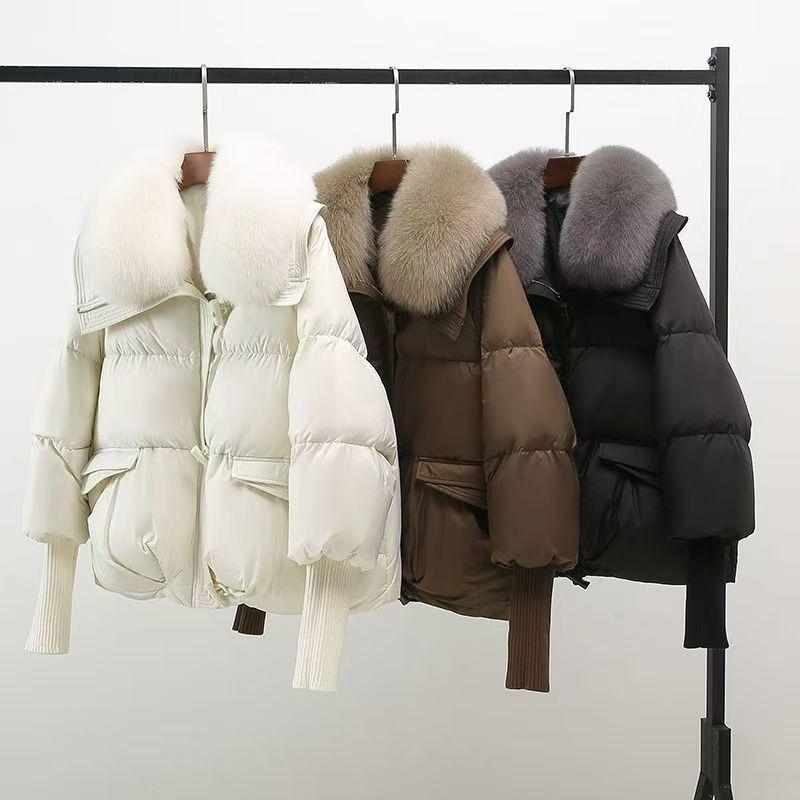 Winter Cotton Jacket Short Loose Fitting Cotton Jacket with Oversized and Thickened Fur Collar Jacket Vest Coat