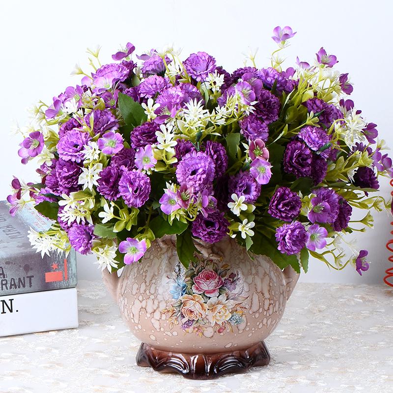 European Rose Silk Floral Arrangement - Artificial Bouquet for Living Room & Dining Table Decor