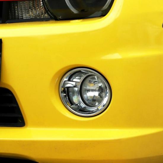 2PCS Chrome Front Fog Light Lamp Frame Cover Trim For Chevrolet Camaro 2010-2015