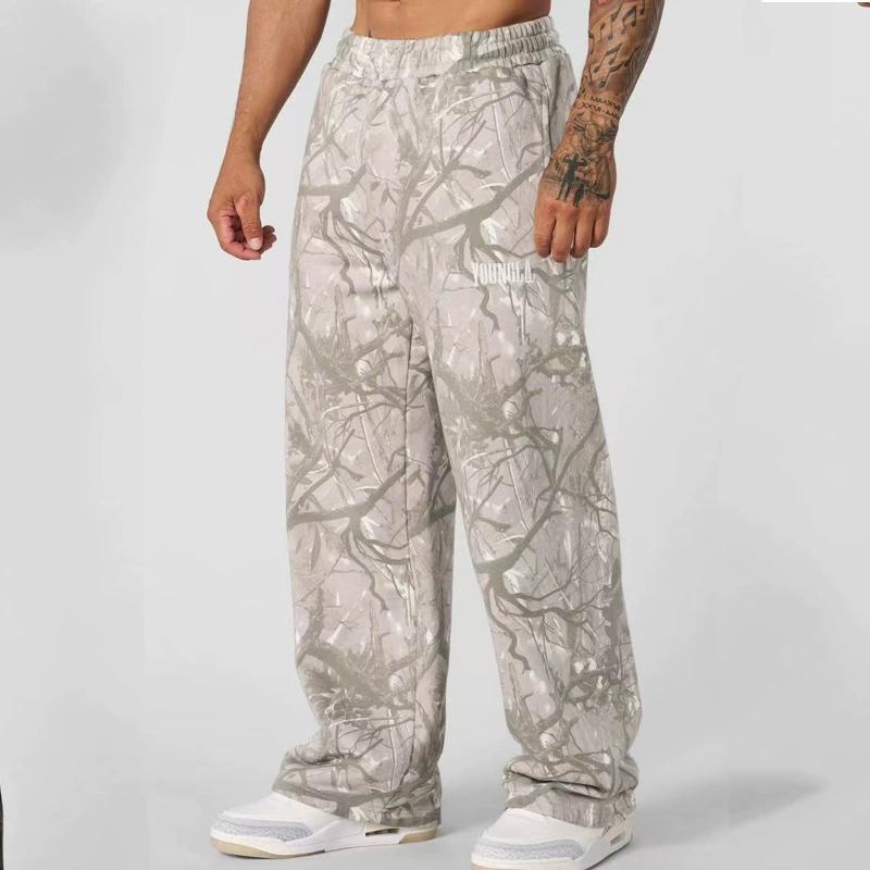

Американські спортивні штани широкі прямі повсякденні штани фітнес вільні 3D принт камуфляжні штани для бігу чоловічі XS