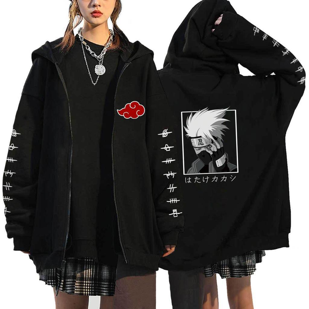 Naruto Men's Cardigan Hooded Sweatshirt Uchiha Itachi Anime Men Women Streetwear Harajuku Akatsuki Hoodies Sweatshirt Clothes