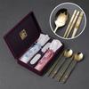 Korean Longevity Turtle 24K Gold Plated Sujeo Cutlery Set - STS304 Stainless Steel Spoon & Chopsticks for 2 with Gift Case