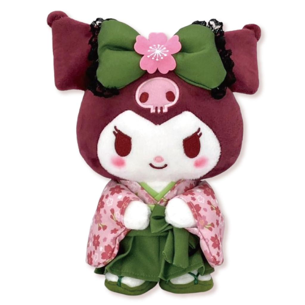 Nakajima Corporation Sanrio Characters Kuromi Matcha Kimono Plush H24 X W18 X D10cm Toy, Small, 204219-24, Dimensions